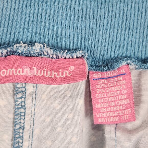 Woman Within Plus Size Blue Polka Dot Denim Jeans Sz 22W Elastic Waist Casual - Picture 9 of 11